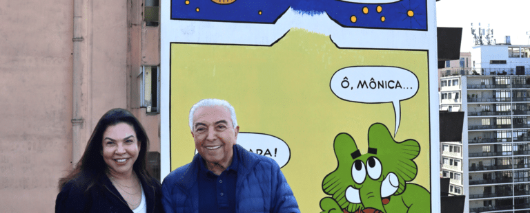 Turma da Mônica lança tirinha gigante em empena de prédio em SP