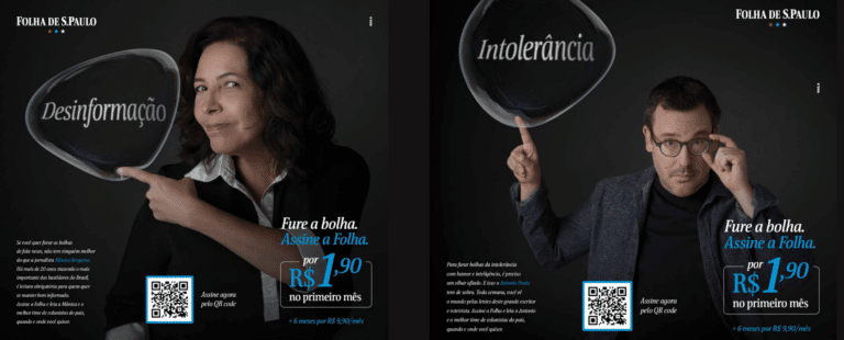 Folha convida público a “furar a bolha” em nova campanha criada pela Baila Creative Co