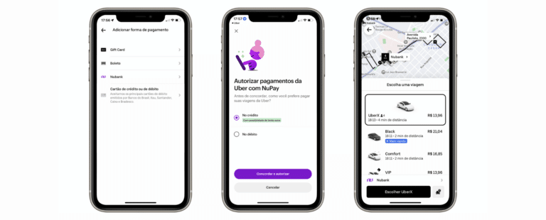 Nubank e Uber anunciam implementação inédita do NuPay para pagamento em 1 clique