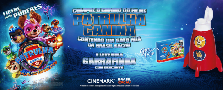 Cinemark e Brasil Cacau lançam combo para o filme da Patrulha Canina