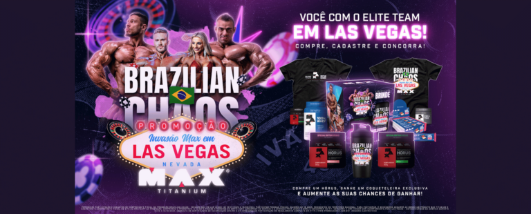 Max Titanium lança promoção com sorteios diários e viagem a Las Vegas para assistir ao maior campeonato de fisiculturismo do mundo