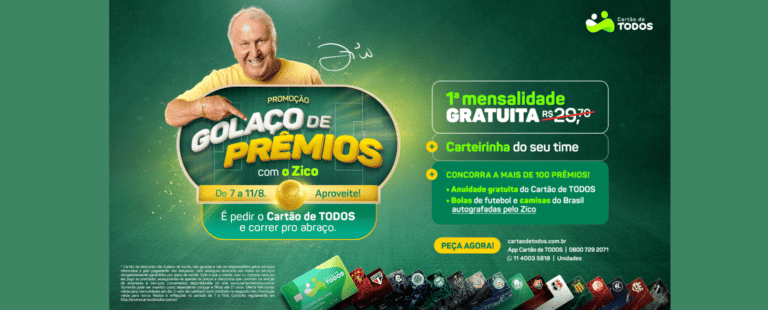 Campanha ‘Golaço de Prêmios com o Zico’, do Cartão de TODOS, premia novos filiados com itens autografados pelo ícone do futebol
