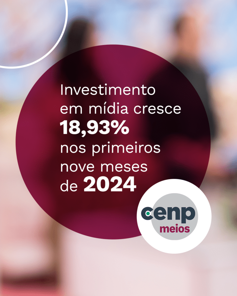 Cenp-Meios: investimento publicitário via agências cresce 18,93% nos primeiros nove meses de 2024