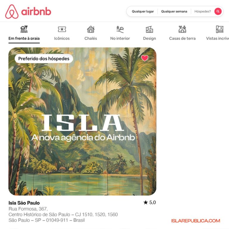 Isla anuncia parceria com AirBnb