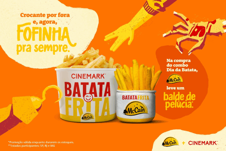 McCain e Cinemark celebram o Dia da Batata com pelúcia exclusiva no formato do icônico balde de batata-frita
