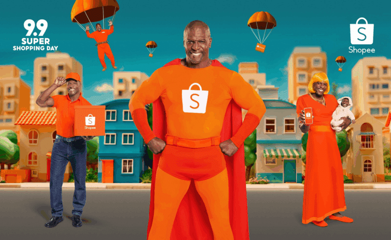 Terry Crews voa para entregar pedidos em campanha que promove o 9.9 da Shopee