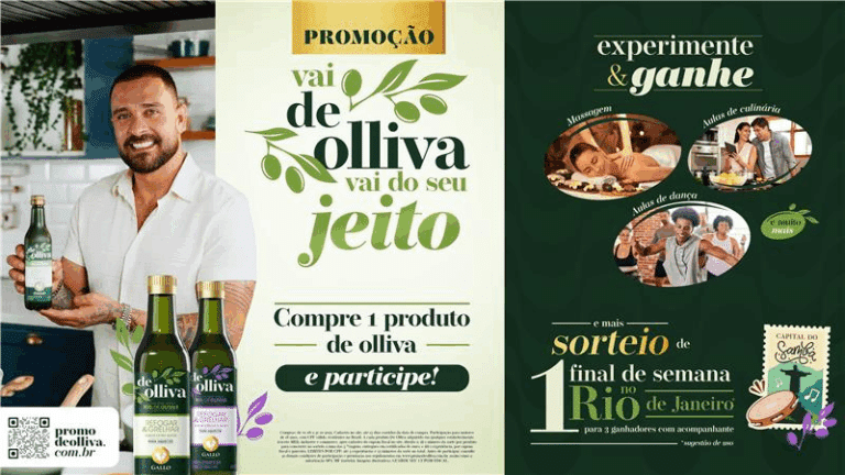 De Olliva, nova marca da Gallo, lança promoção com prêmios instantâneos e sorteio de viagem