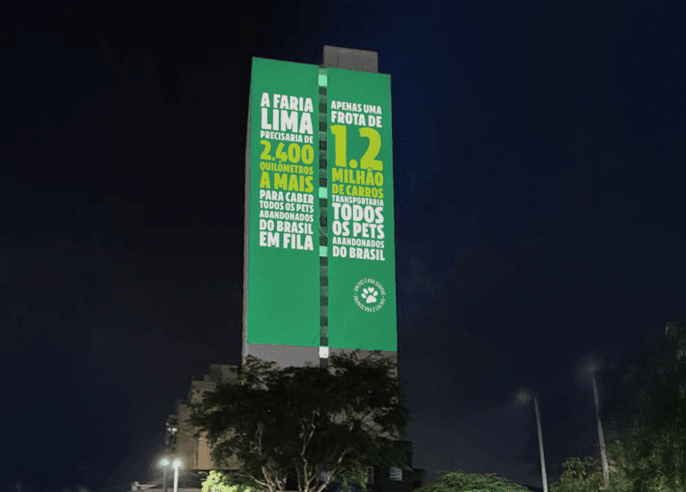 Projeções em prédios de SP alertam para abandono de animais em campanha de Guabi Natural