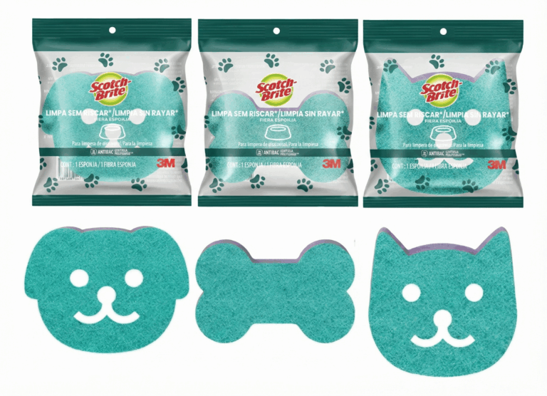 3M lança a Esponja Scotch-Brite Não Risca para pets, desenvolvida para a limpeza de utensílios de animais de estimação