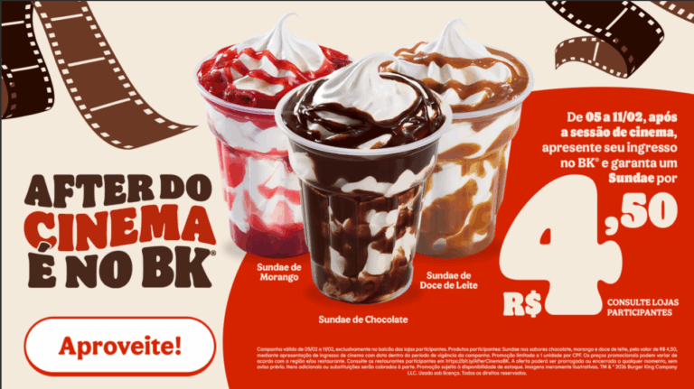 After do Cinema é no BK®: com oferta especial, Burger King® transforma o pós-cinema no momento ideal para sobremesas