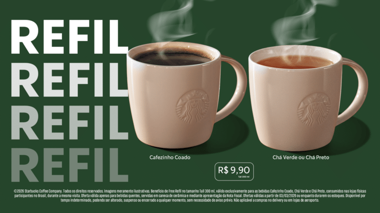 Starbucks lança refil de café coado no Brasil e fortalece estratégia de experiência em suas lojas