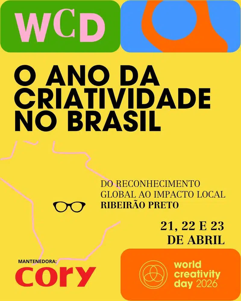 World Creativity Day Ribeirão Preto 2026 com patrocínio da Cory Alimentos, evento gratuito de 21 a 23 de abril com mais de 40 atividades