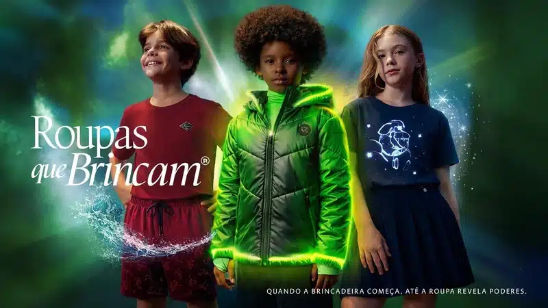 Campanha Roupas que Brincam da Reserva Mini com peças interativas que mudam de cor e revelam estampas secretas na água, lançada em 2026