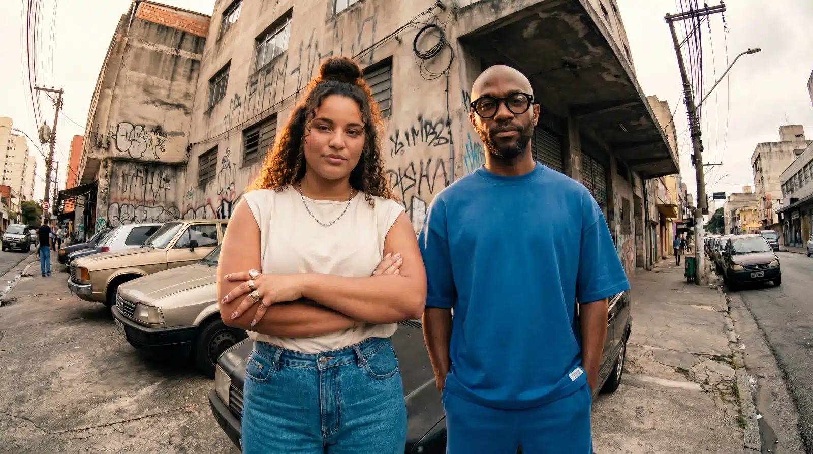 Professores digitais Bê e Marcão do Mutirão.AI, curso gratuito de inteligência artificial criado por KondZilla, GR6, Flint e OpenAI para periferias brasileiras