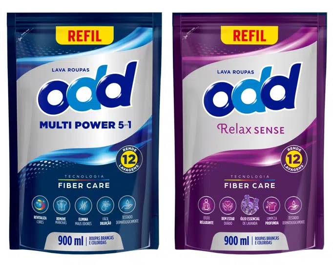 Lava Roupas ODD em versão refil de 900ml lançado pela Limppano em 2026 nas versões Relax Sense e Multi Power 5 em 1