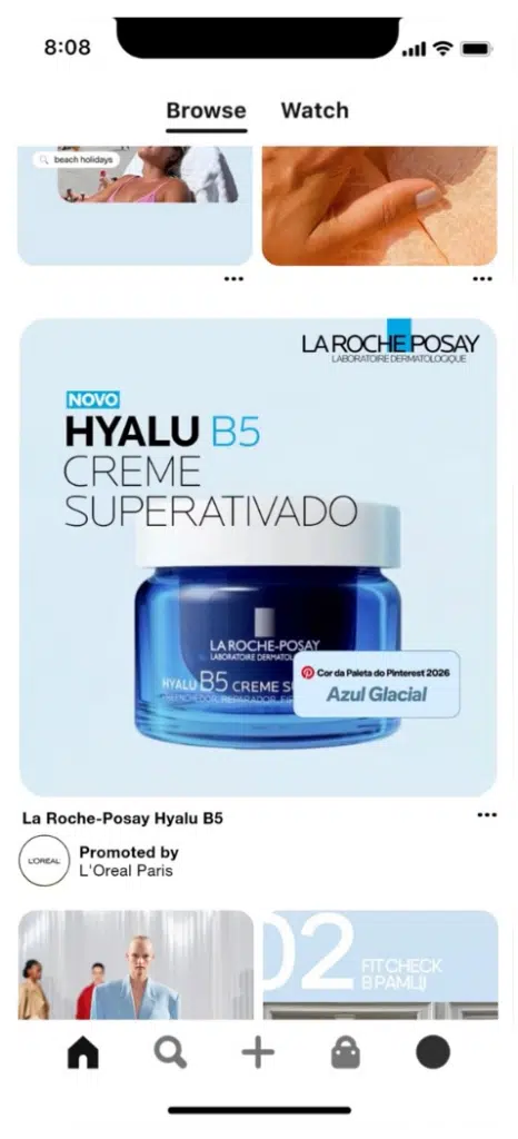 La Roche-Posay patrocina a cor Azul Glacial da Paleta do Pinterest 2026 com a linha Hyalu B5 em formato inédito no Brasil