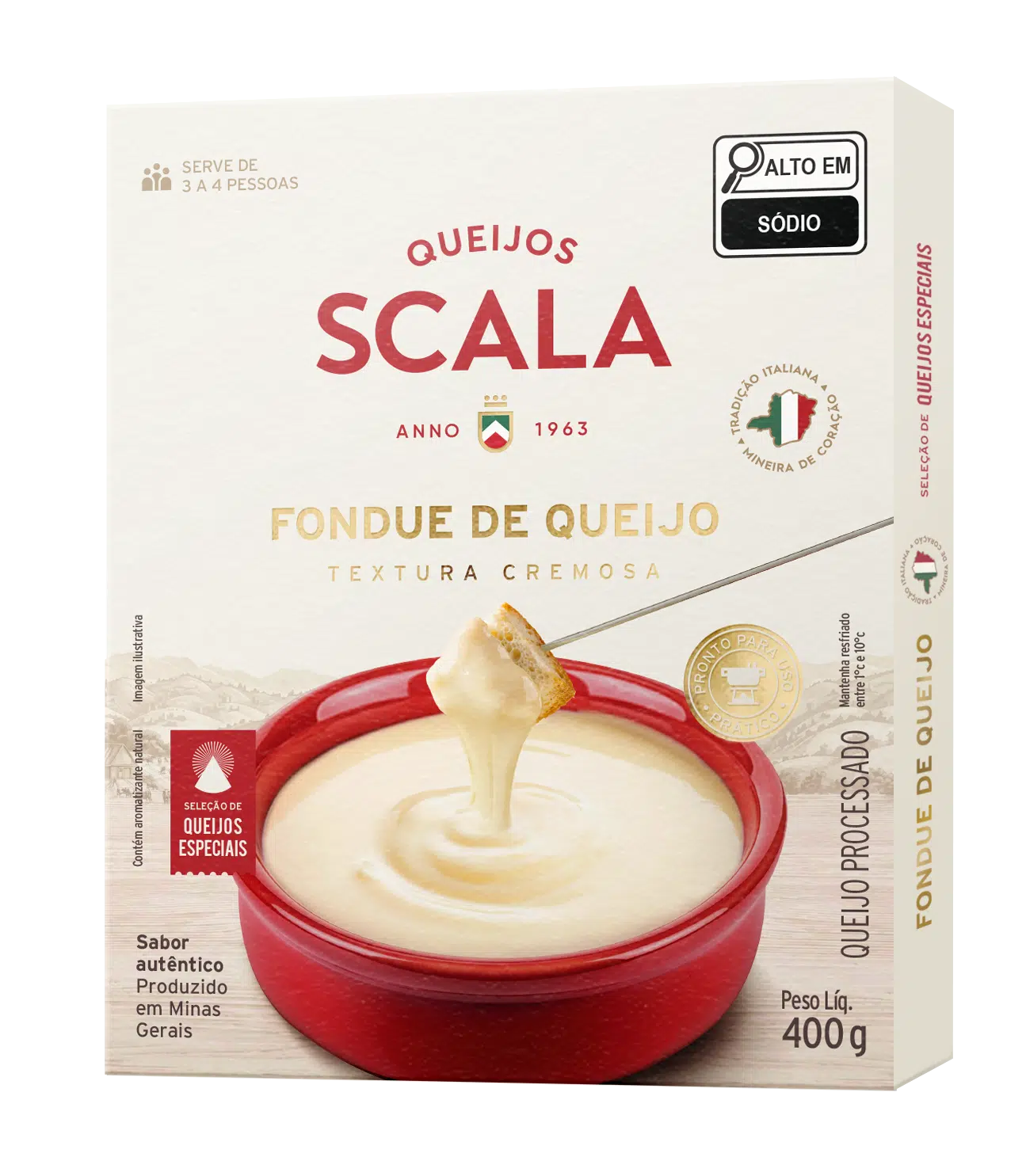 Fondue de Queijos Scala lançado para o inverno de 2026 com gruyère prato mussarela e parmesão maturado pronto em 5 minutos
