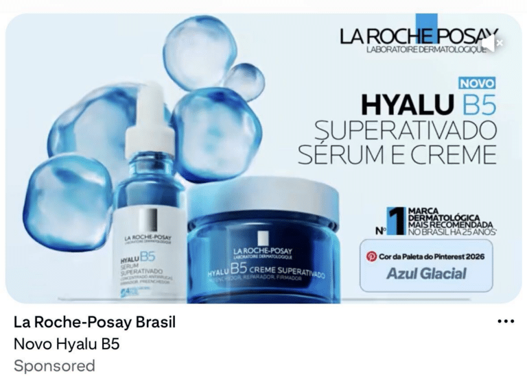 La Roche-Posay inaugura formato inédito no Pinterest Brasil ao patrocinar a cor Azul Glacial da Paleta 2026