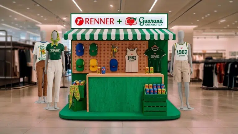 Ativação de personalização de camisetas da collab Renner e Guaraná Antarctica no Shopping Morumbi entre 22 e 24 de maio de 2026