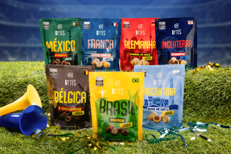 Cacau Show lança linha Bytes para a Copa do Mundo 2026 com drageados de chocolate inspirados em sete países e Pipoca Bytes CBF disponíveis de 13 de junho a 26 de julho