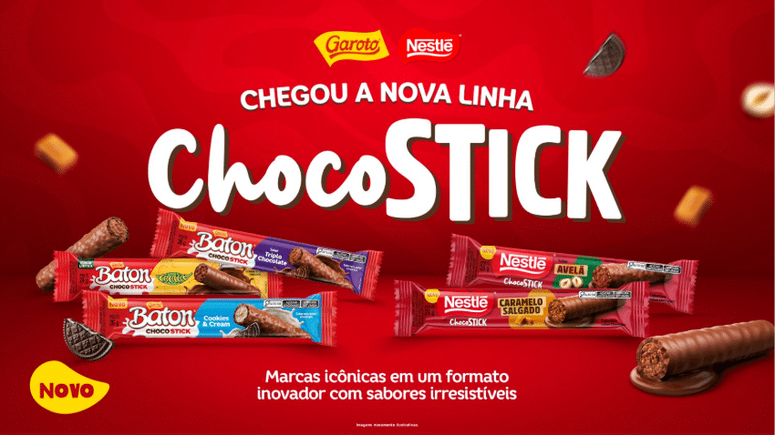Nestlé e Baton lançam linha CHOCOSTICK em cinco sabores com multi-textura por R$ 2,99 disponíveis nas lojas em junho de 2026