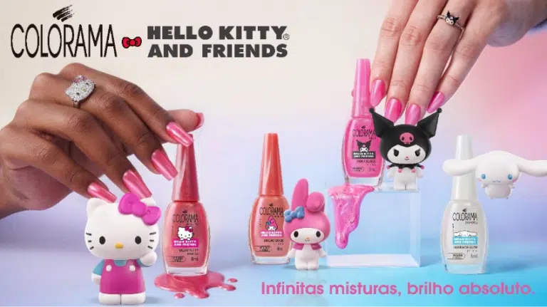 Colorama lança coleção Hello Kitty e Friends com efeito pó cromado inédito e quatro esmaltes veganos 6 Free em junho de 2026