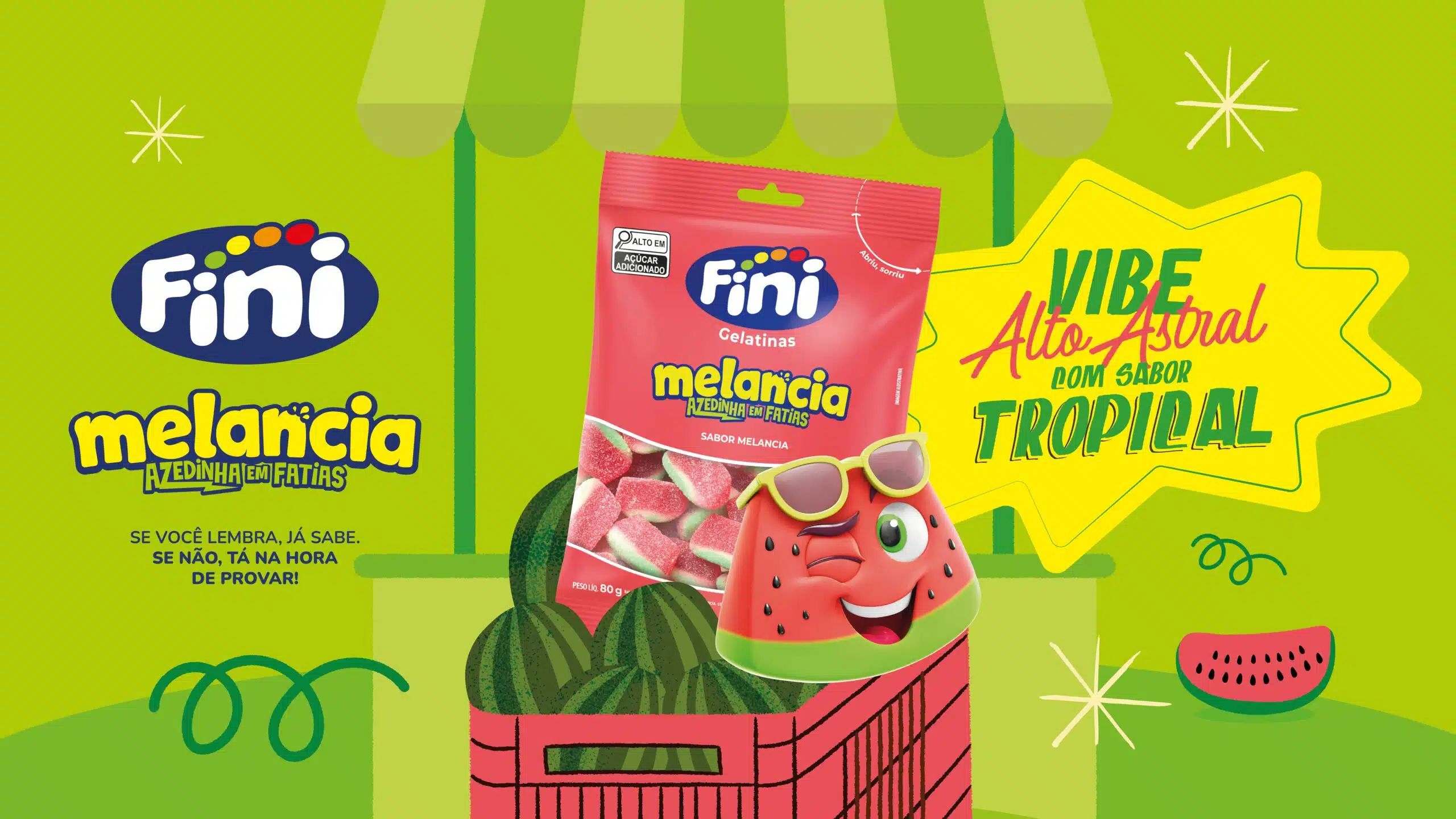 Fini lança Melancia em Fatias Azedinha em embalagens de 80g e 500g reforçando liderança em balas de gelatina com sabor tropical e azedinho intenso em junho de 2026