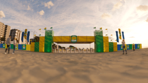 Arena Copacabana com capacidade para 10 mil pessoas e entrada gratuita via Sympla inaugurada em 13 de junho para a Copa do Mundo 2026 na Avenida Princesa Isabel no Rio de Janeiro