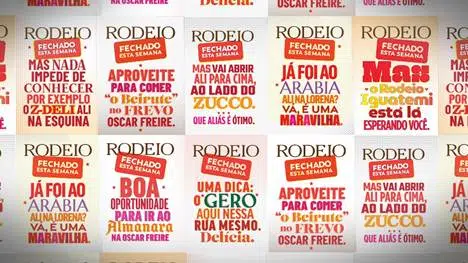 Rodeio Jardins usa lambe-lambes na fachada da antiga unidade para indicar restaurantes vizinhos durante mudança de endereço antes de reabrir em 6 de julho de 2026