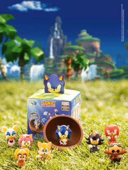 Cacau Show Esfera Sonic miniaturas colecionáveis 35 anos Sega
