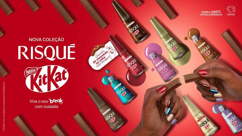 Risqué KitKat coleção esmaltes cheirinho chocolate 9 cores