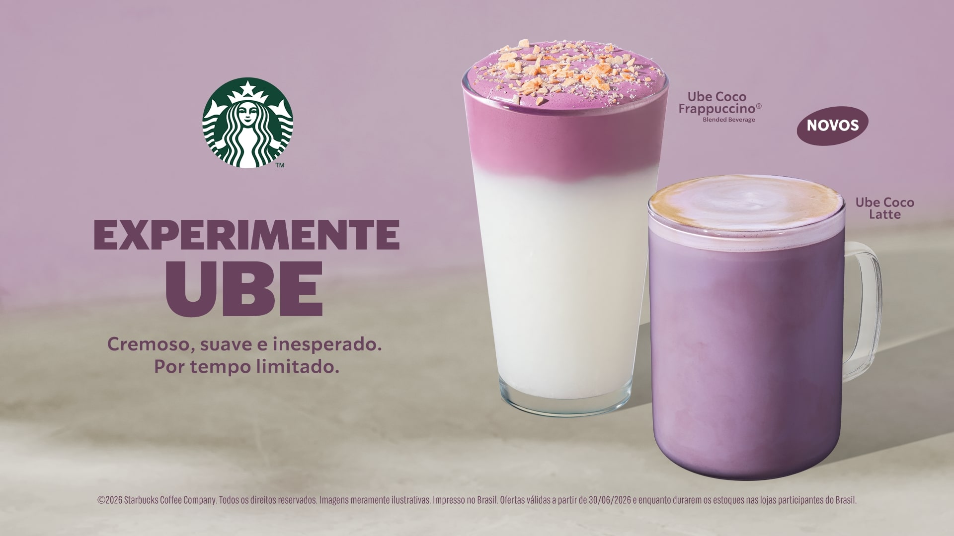 Ube Starbucks Brasil bebidas roxas menu inverno