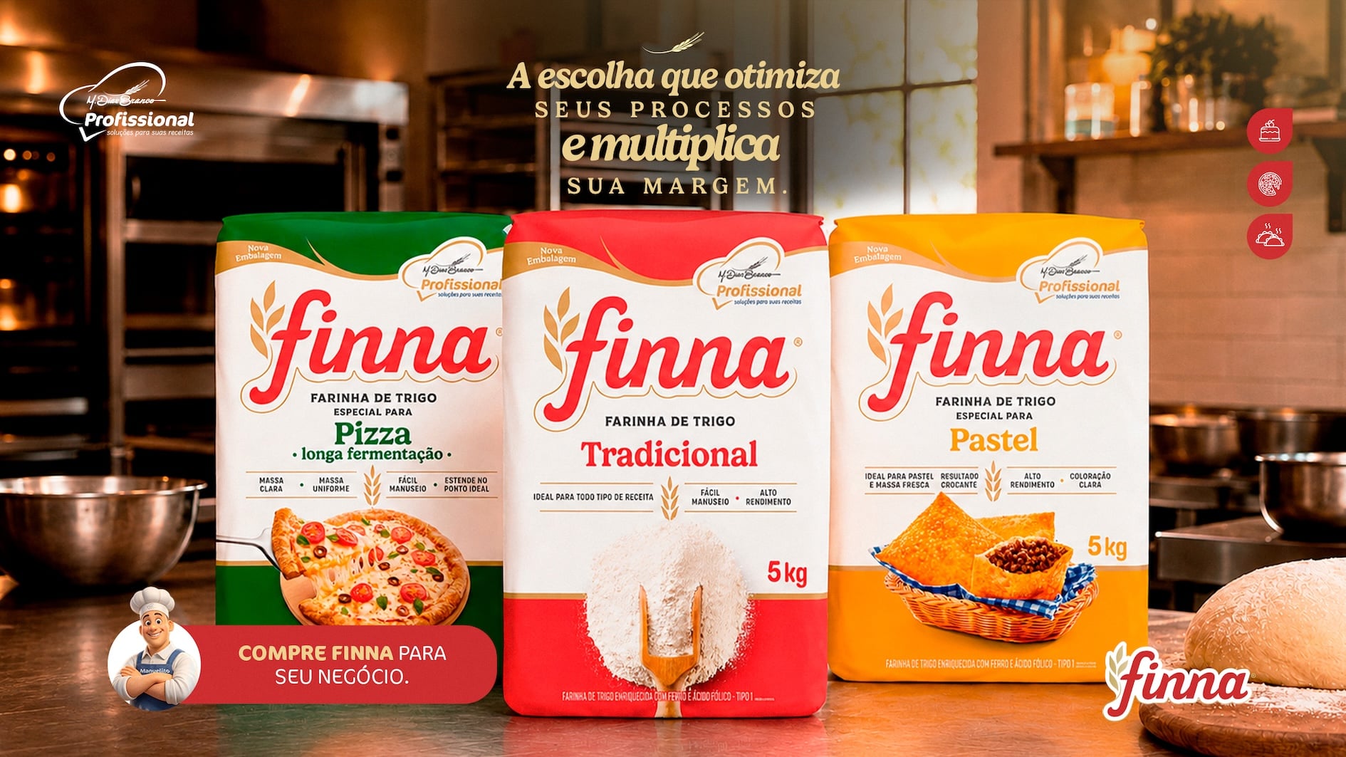 Campanha da linha Finna 5kg da M. Dias Branco Profissional