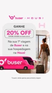 Parceria entre Housi e Buser com desconto em estadias e viagens