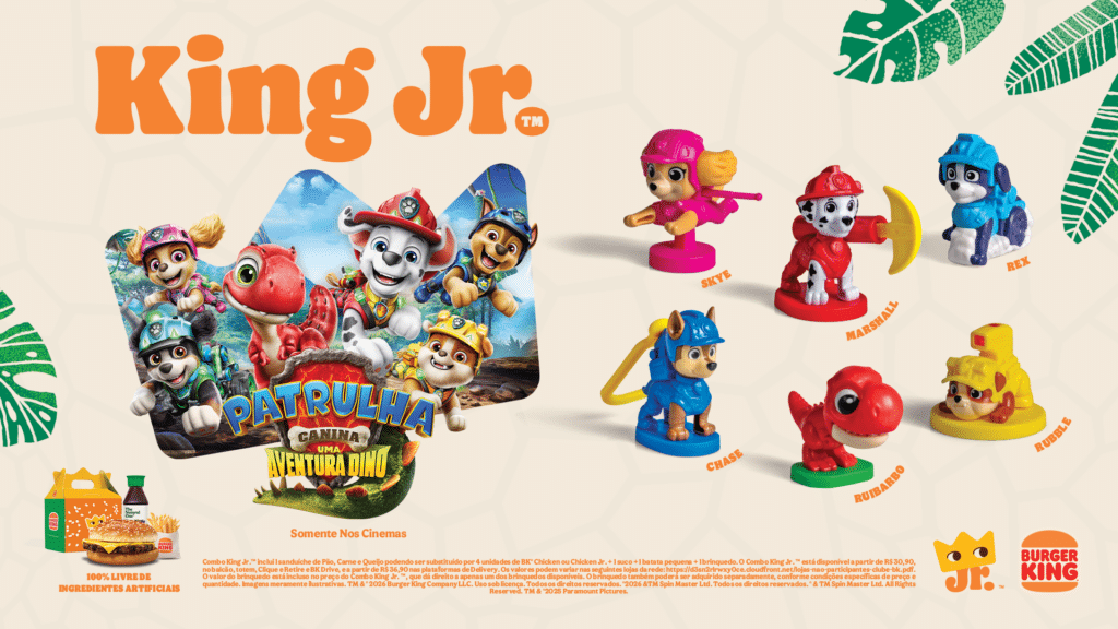 Brinquedos de Patrulha Canina no Combo King Jr. do Burger King