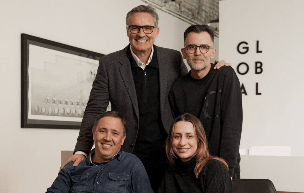 Roberto Simões, Alexandre Skowronsky, Jordana Rosa e Vini Marques, lideranças do Global Studio