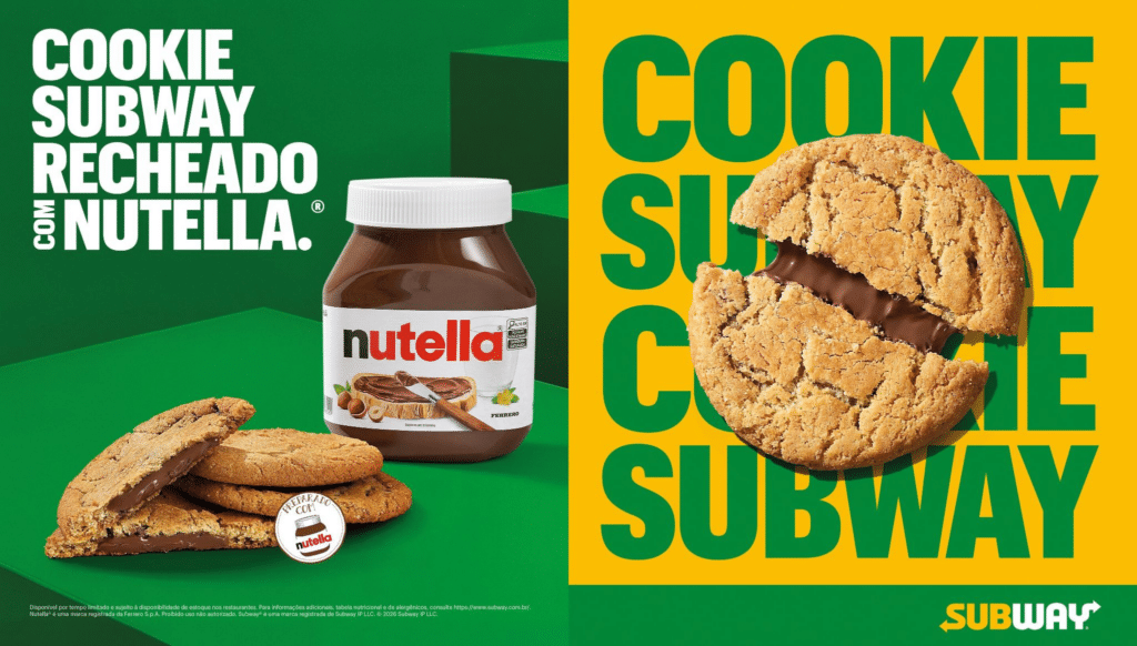 Cookie recheado com Nutella®, novo lançamento do Subway® no Brasil