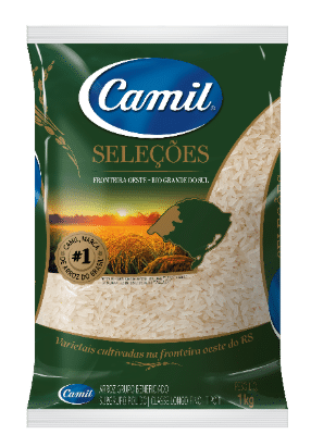 Embalagem do Arroz Branco Camil Seleções Fronteira Oeste