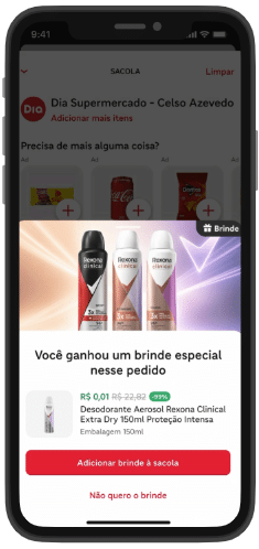 Amostra grátis integrada ao checkout do app iFood pelo Instant Sampling