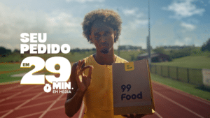 99Food transforma recorde mundial de Alison dos Santos em campanha sobre entrega rápida