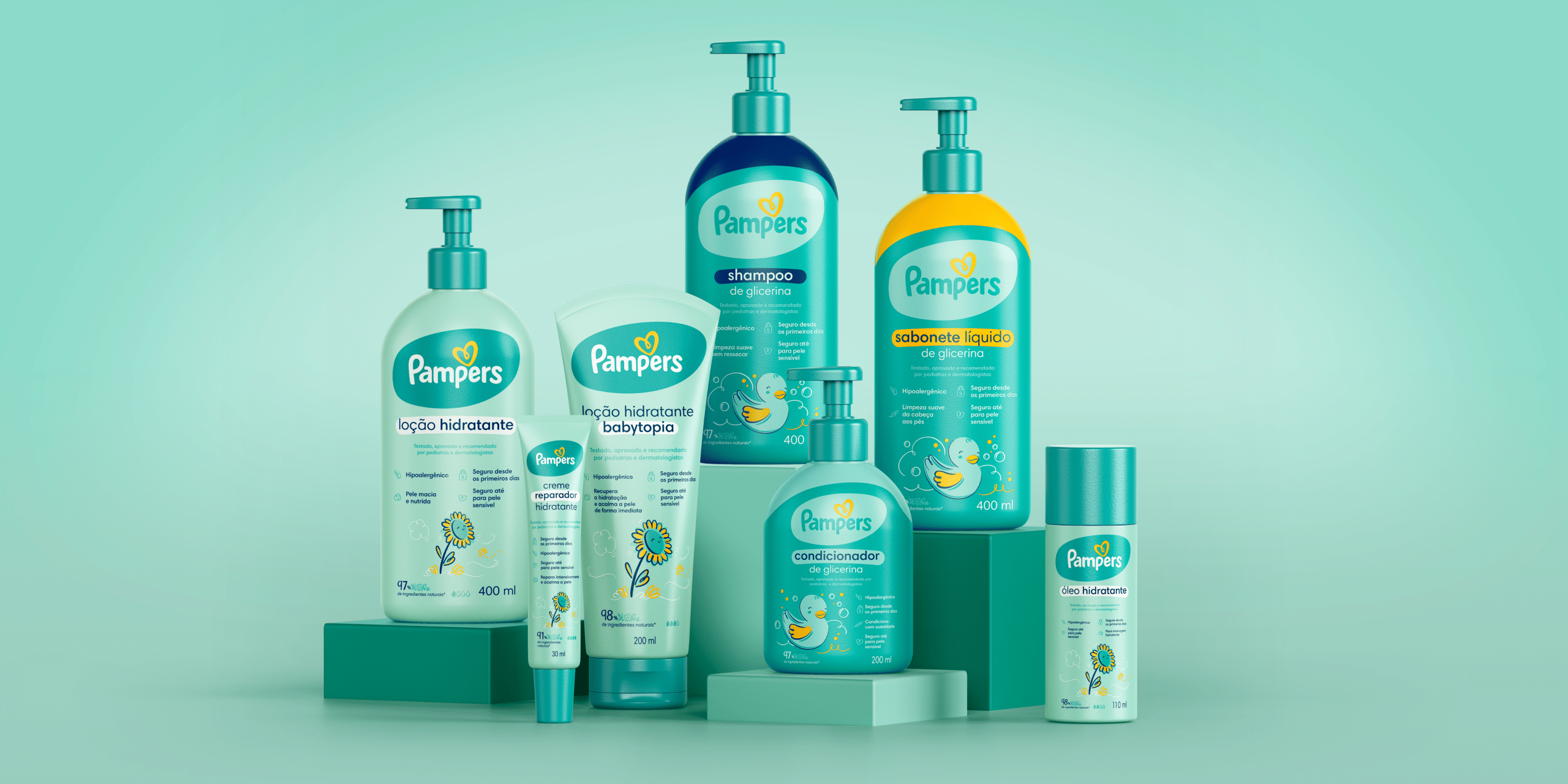 Portfólio da Linha de Cuidados Pampers, do Grupo Boticário