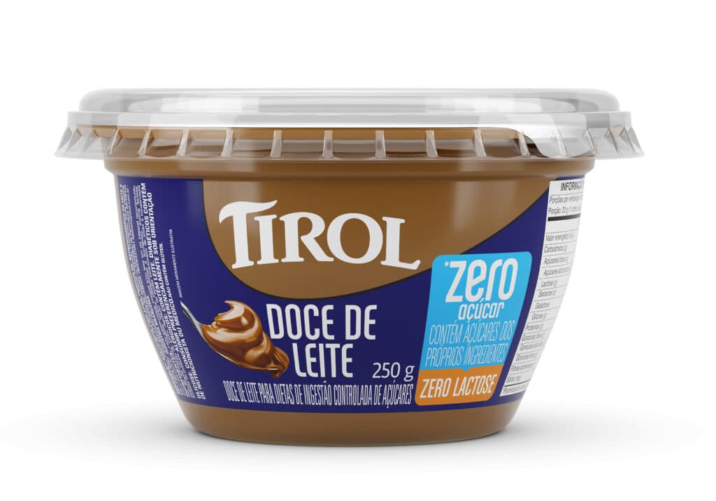 Embalagem do Doce de Leite Zero Açúcar e Zero Lactose da Tirol