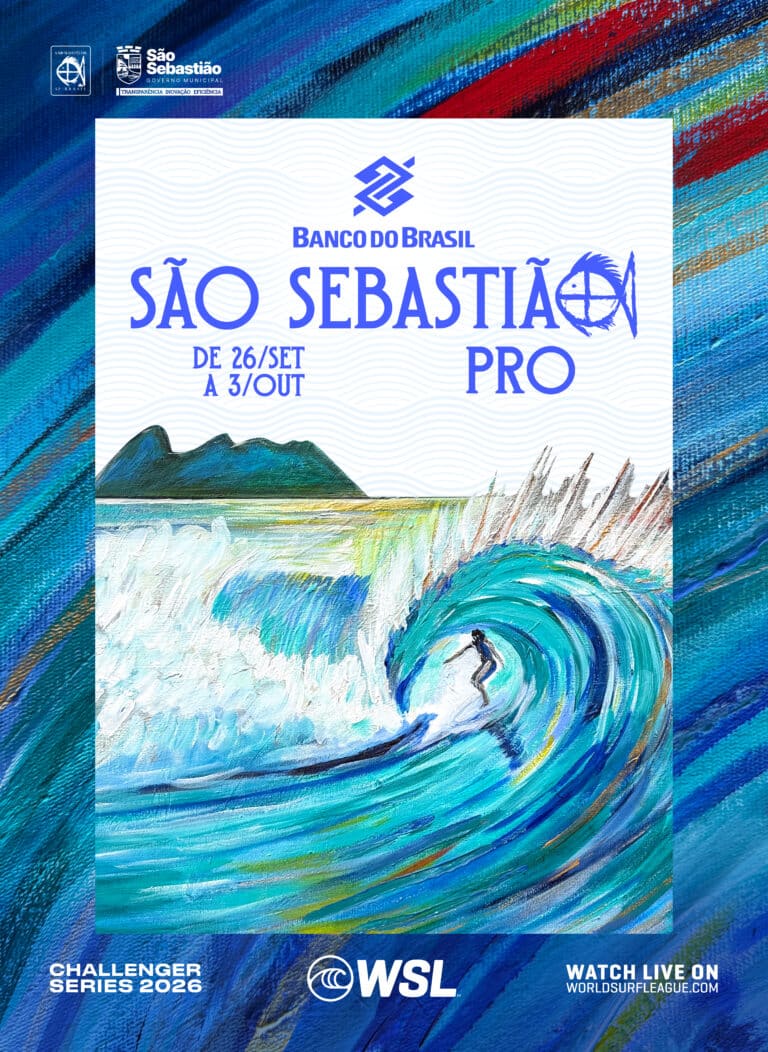 Pôster do Banco do Brasil São Sebastião Pro 2026, criado por Leslie Amaral