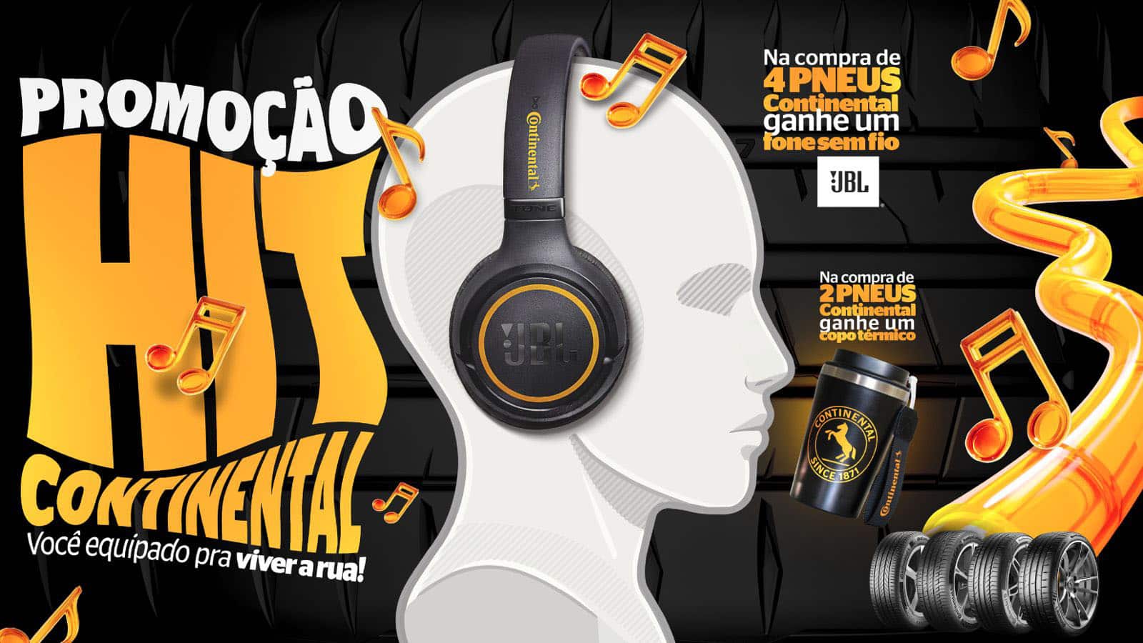 Hit Continental 2026 dá fone JBL na compra de quatro pneus